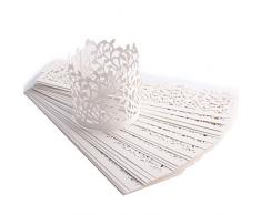 25 x Laser Cut Motif floral papier Wraps Bougeoir Photophore Support pour bougies chauffe-plats Jardin Photophore Lumineuse pour Noël Appartement Chambre Décoration de table