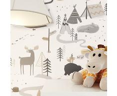 Newroom Papier peint pour enfants, gris, noir, cème, aspect moderne et élégant, convient pour bébés, garçons et filles, avec notice de tapissage (français non garanti)