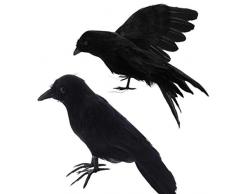 Décoration Corneille dHalloween - Corbeaux à Plumes Noires dHalloween, Déco Halloween Corbeau Noir Décorations dHalloween ou Accessoire de Costume Maléfique
