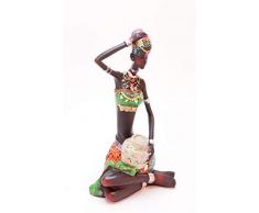 GEMME Statuette Femme Africaine Assis- Hauteur 26 cm