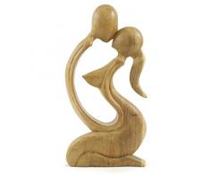 Coco Papaya Statuette Abstraite Couple Sensuel h30cm en Bois Brut sculpte Main