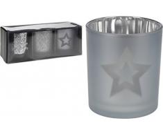 Lot de 3 Grand argent Porte-bougies - 10cm chandelier photophore verre pour chauffe-plats Décoration de Noël étoile