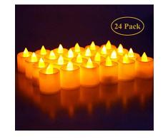 DOLYUU Bougies LED Flamme Vacillante Lumière Ambre Chauffe-Plat avec Piles Décoration de Halloween Maison Mariage Anniversaire Soirée