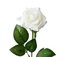 Lot de 5 roses blanches artificielles Outflower - Pour mariage, décoration dintérieur, blanc, 43*7CM