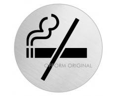 OFFORM Plaque de porte en acier inox brossé, pictogramme Defense de fumer /, Ø 75 mm No.39062