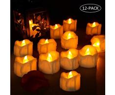 Lot de 12 Bougies à LED, laxikoo Bougies LED à Pile Flamme Vacillante Lumière Fausses Bougies électriques Réaliste et Bright, Décoration de Halloween Maison Mariage Anniversaire Soirée (Jaune Claire)