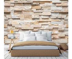 murimage Papier Peint Brique 3D 274 x 254 cm Photo Mural Pierre brun optique brun dessin noble wallpaper colle inclus