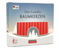 BRUBAKER - Bougies de Noël en Cire - Lot de 20 - Idéales pour Sapin & Pyramide de Noël - Ø 1,25 cm - Rouge