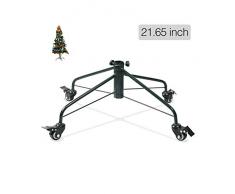 Ouvin Pied de sapin de Noël avec roulettes en métal et base en fer 4 pieds Décoration de fête, Métal, Vert, 21.65