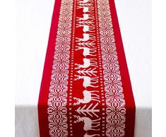 Ruikey Chemin de Table en Coton et Lin de Noël Décoration de Table Nappe Lavable pour Fête 28*270CM