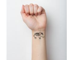 Tattify Tatouages Temporaires Mignon ElŽphant - Napperon (Set de 2)