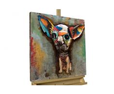 KunstLoft® Tableau métallique 3D Le Mexicain 60x60x5cm | Décoration Murale XXL | Chien Chihuahua Animal Multicolore Multicolore | Tableau Moderne Fait à la Main en métal