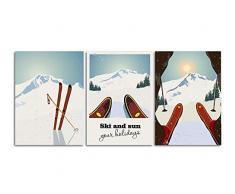 SHINERING Sports dhiver Ski Art Impression Affiche Toile Peinture, Voyage Vintage Affiche Neige Montagne Paysage Décor À La Maison No Frame