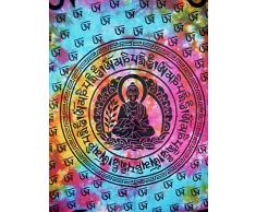 Poster Om Buddha multi Tie Dye - Tapisserie murale hippie - Décoration hindou pour dortoir - Art mural style bohémien - Dimensions 76,2 x 101,6 cm - Poster porte bonheur ou stickers mural