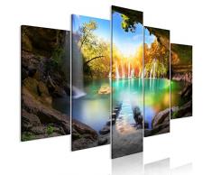 murando Impression sur Toile intissee Paysage 225x112 cm Tableau Tableaux Decoration Murale Photo Image Artistique Photographie Graphique 5 Parties Cascade c-A-0127-b-m