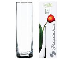 Pasabahce 43767 Vase Cylindrique Droit 26 cm Flora, Verre, Transparent, 26CM