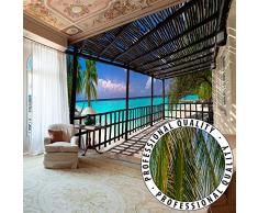 murando – Papier peint intissé 300x210 cm – Trompe l oeil - Tableaux muraux – Déco – XXL – Plage Mer Paysage c-C-0144-a-a