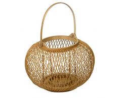 Bougeoir en bambou pour intérieur en forme de cage à oiseaux rustique avec gobelet en verre | Bougeoir pour bougies chauffe-plat décoratif pour Noël, mariage, dîner, décoration de la maison