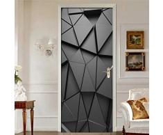 Manyo. 2 Pcs Stickers Porte Chambre 3D, Autocollants de Porte Stéréo 3D- Gris irrégulier, Papier Peint Adhesif Porte Trompe loeil Mural 77 x 200 cm