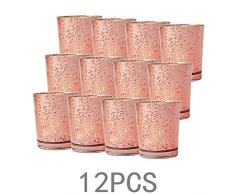 xiaoHannaw Glod Lot de 12 bougeoirs votifs en verre de mercure doré moucheté pour décoration de mariage, Noël, décoration de la maison 2,2 x 2,7 cm, À propos du produit :, rose gold