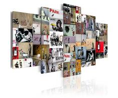 murando Impression sur Toile intissee 200x100 cm cm 5 Parties Tableau Tableaux Decoration Murale Photo Image Artistique Photographie Graphique i-C-0092-b-n Banksy Collage