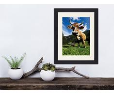 1art1 Vaches Poster De Collection Encadré - Vache sur Pâturage en Montagne (40 x 30 cm)