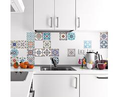 24 Stickers adhésifs carrelages | Sticker Autocollant Carrelage - Mosaïque carrelage mural salle de bain et cuisine | Carrelage adhésif - patchwork - 10 x 10 cm - 24 pièces