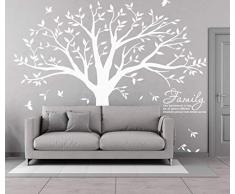 Sticker mural géant arbre photo de famille avec inscription Family Like Branches on a Tree, blanc