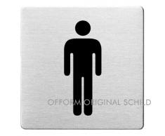 OFFORM Plaque de porte en acier inox brossé, pictogramme "WC Hommes", 85x85 mm No.8927