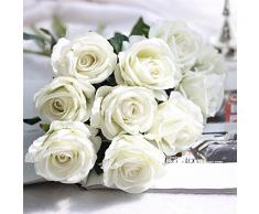 Moonuy Artificielle Faux Roses Flanelle La Mariée Fleur Bouquet De Mariée Fête De Mariage Décor À La Maison Fleurs Fake en Flanelle Wedding Party l'hôtel Table Balcon Décoration (C)