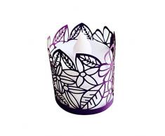 Fautly Lot de 24 photophores LED en papier sans flamme avec fleurs découpées au laser