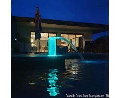 DESIGN MODERNE Cascade Fontaine Piscine Demi-Cube Acrylique Plexiglass Transparente LED