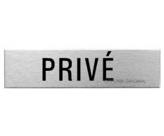 OFFORM Plaque de Porte en Acier INOX brossé l Pictogramme Privé 160 x 40 mm No.27075