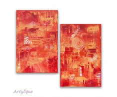 Tableau abstrait diptyque fait main CORRIDA
