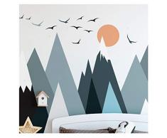 Stickers muraux Enfants - Decoration Chambre bébé - Stickers muraux Enfant - Sticker Mural scandinave - Autocollant Mural géant Montagnes scandinaves Parka - H60 x L115 cm