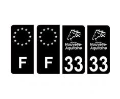 33 Gironde logo noir autocollant plaque immatriculation auto sticker Lot de 4 Stickers - Angles : arrondis