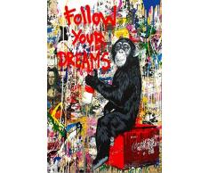 SHBKGYDL Impression sur Toile Impression sur Toile Suivez Vos Rêves Wall Street Art Graffiti Peintures sur Toile Abstract Einstein Pop Art Toile Tirages pour Kids Room Decor,60X90Cm