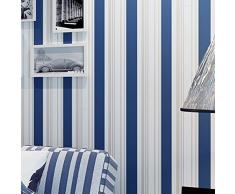 AIEK Papier Peint à Rayures Classique et Contemporain Bleu rayé Peint Non-tissé de Papier pour Décoration Murale, 68160 Blue