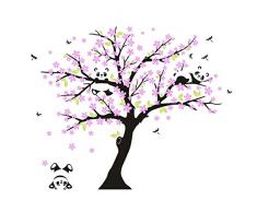 MAFENT Blossom Arbre Mur Autocollant Mignon Panda Mur Art décalcomanie de pouponnière Enfants Salle d é cdr (Rose)
