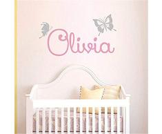 stickers muraux porte manteau Sticker mural enfant personnalisé - Sticker mural prénom de fille avec papillons - Sticker chambre denfant - Sticker nom personnalisé - Sticker vinyle