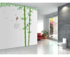 ufengke® XLarge Vert Série de Jardin Fuga Bambou et Oiseaux Stickers Muraux Avec le Poème Chinois, Salle de Séjour Chambre à Coucher Autocollants Amovibles, Ensemble de 2 Feuilles