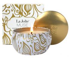 La Jolíe Muse Bougie Parfumées Vanille Coco Bougie Cadeau en Cire Bio Naturelle pour Noël Fête Anti Stress Aromathérapie Yoga 45-50 Heures