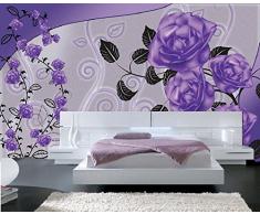 Papier Peint 3d Trompe L'oeil moderne fleur violet classique 415cmX254cm