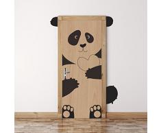 decalmile Stickers Porte Panda Autocollants Muraux Mural Animaux Chambre Bébé Enfants Garderie Porte Décoration
