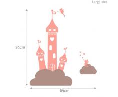 Princesse féerique château dans les nuages stickers muraux par Stickerscape - Autocollants (Ensemble d'autocollant grande)