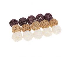 Baoblaze Sac de Boules de Décoration à Suspendre Coloré en Rotin pour Mariage Fête Noël Décor Pendentif Table Bureau Jardin Sapin de Noël Artisanat DIY - Multicolore, 15pcs 3cm