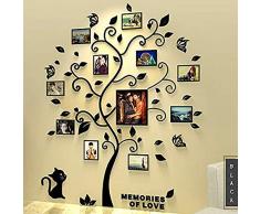 Stickers Autocollants Muraux Amovibles 3D en Acrylique Arbre de Mémoire Noir avec 12 Cadres Photo