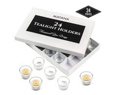 24 Pièces Bougeoirs Chauffe-Plat, Verre Clair, 5cm - Verres Photophore de Qualité Supérieure - Parfait pour la Maison et Le Jardin, Cadeaux, Décorations Lors de Mariages, Fêtes, Noël.