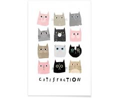 Juniqe® Affiche 20x30cm Chats Typographie & Symboles - Design Catisfaction 1 (Format : Portrait) - Poster, Tirages dart & Tableaux par des Artistes indépendants créé par typealive