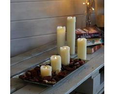 Festive Lights - Lot de 6 Bougies LED Flamme Vacillante en Cire Véritable Type Pilier Éclairage Blanc Chaud Ultra Réaliste (Piles Incluses)